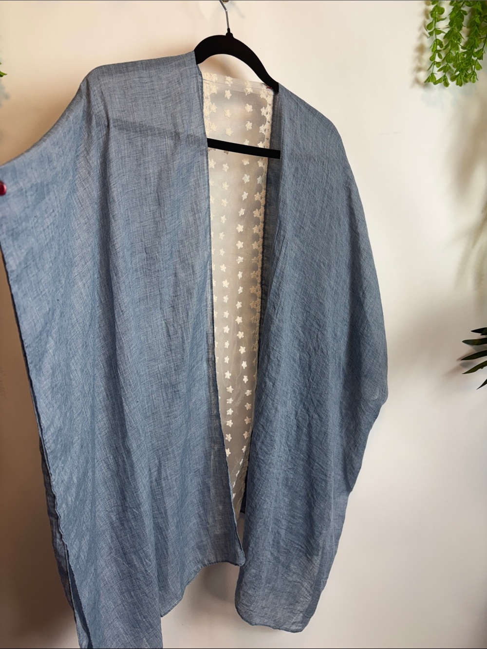 The Paper Store Light Blue Open-Front Kimono